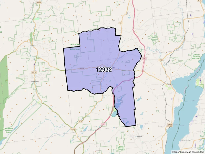 Map of ZIP Code 12932 — Elizabethtown, NY