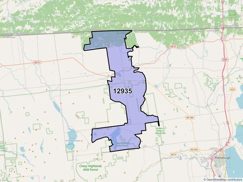 Map of Ellenburg Depot, New York and ZIP codes