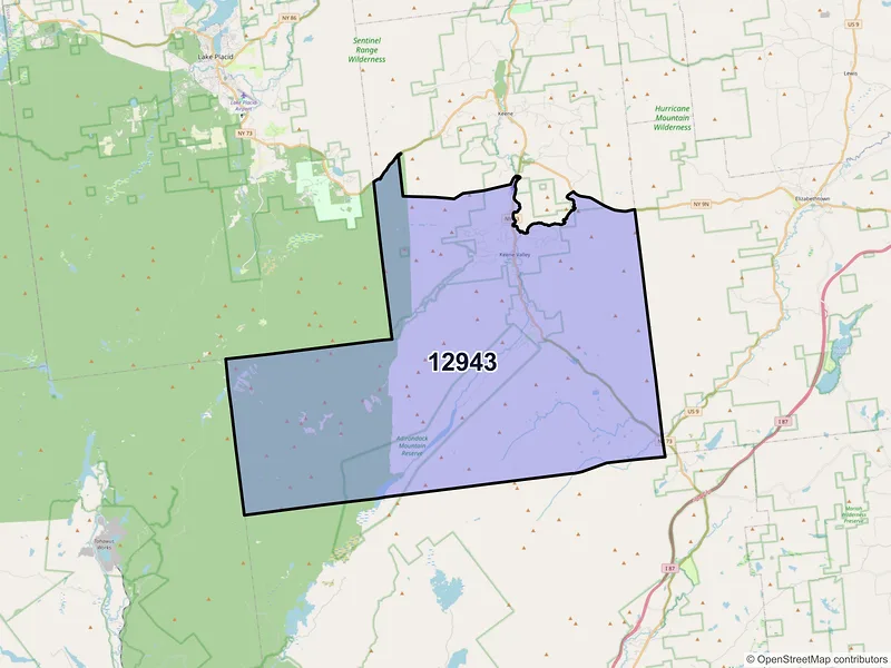 Map of ZIP Code 12943 — Keene Valley, NY