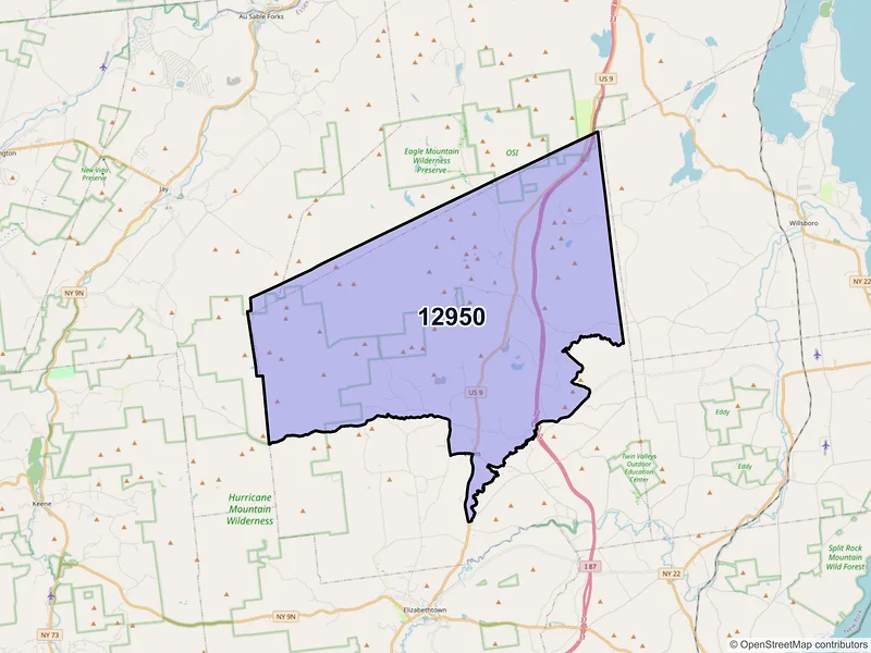 Map of Lewis, New York and ZIP codes