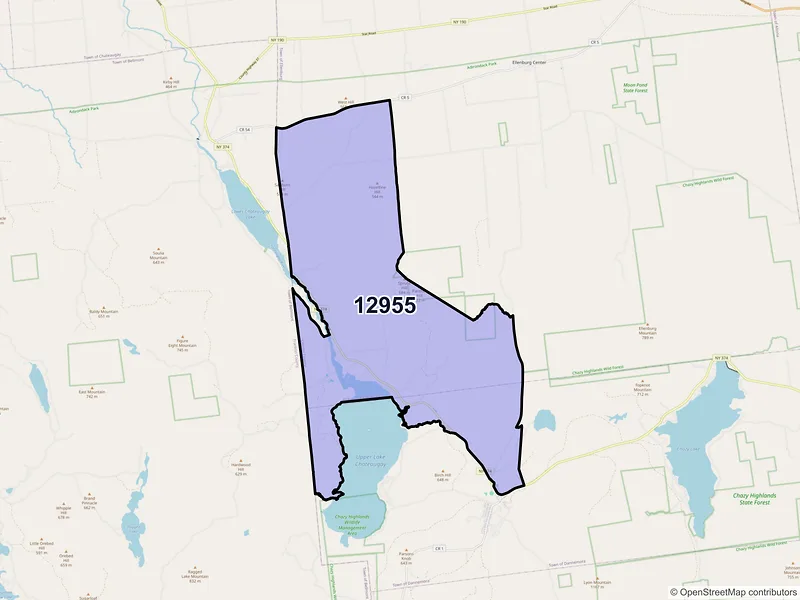 Map of ZIP Code 12955 — Lyon Mountain, NY