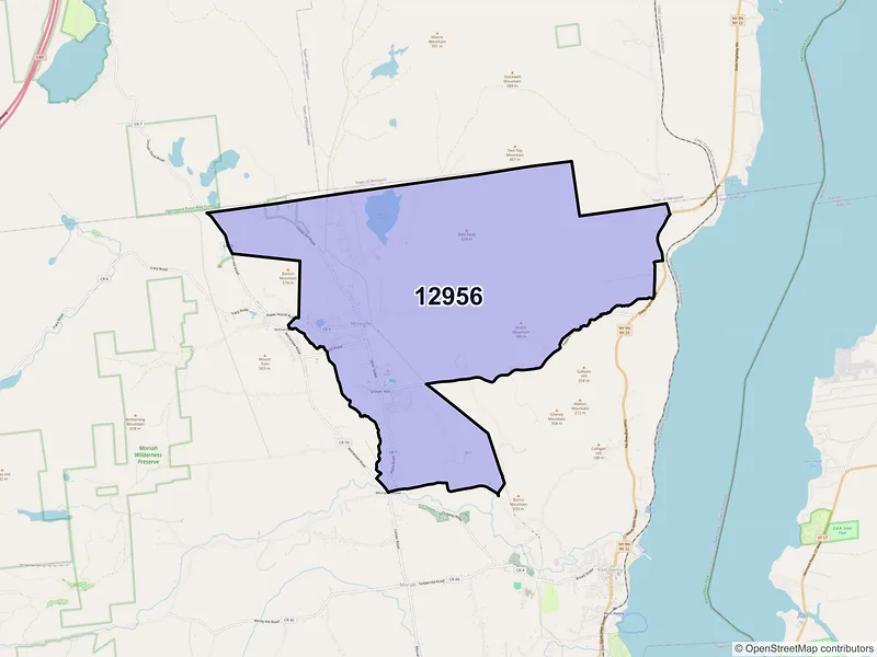Map of ZIP Code 12956 — Mineville, NY