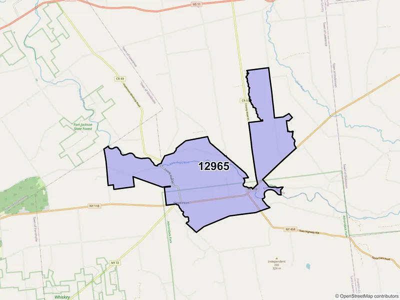 Map of Nicholville, New York and ZIP codes
