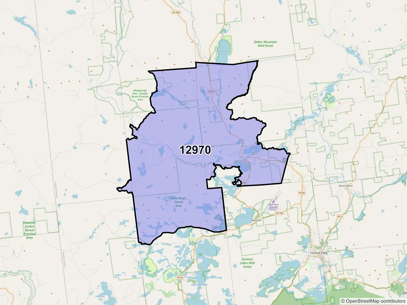 Map of ZIP Code 12970 — Paul Smiths, NY
