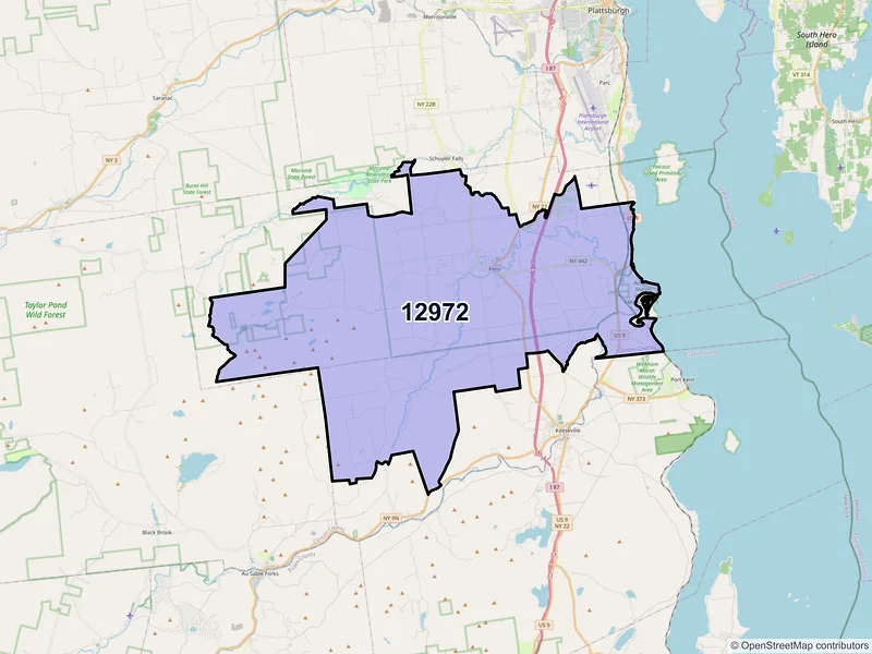 Map of ZIP Code 12972 — Peru, NY