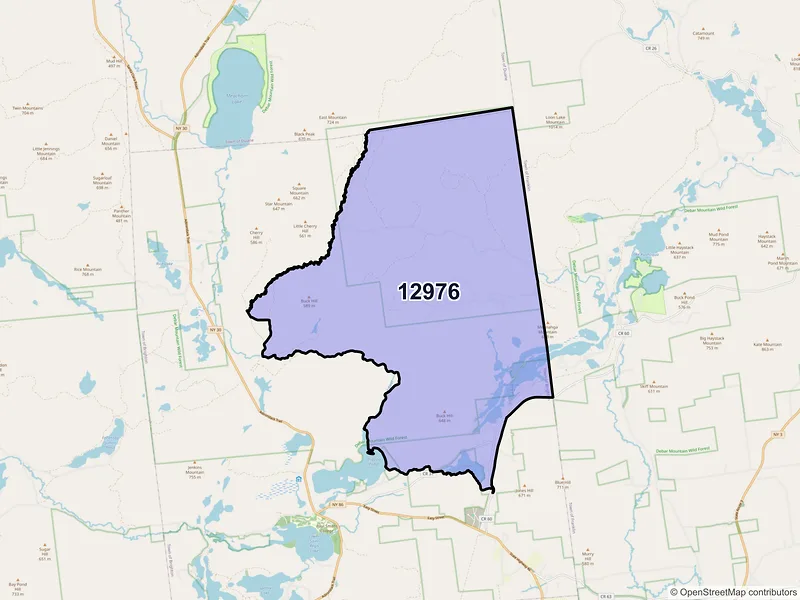 Map of Rainbow Lake, New York and ZIP codes