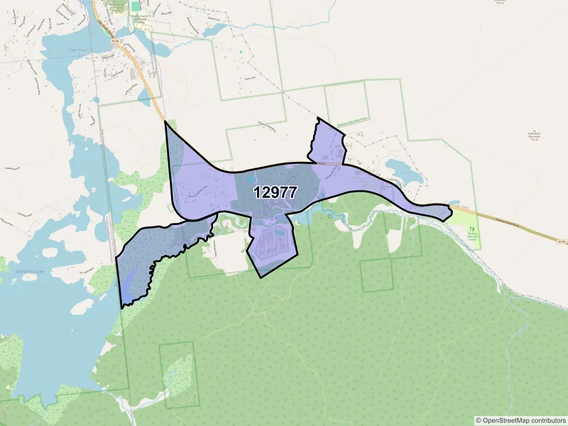 Map of Ray Brook, New York and ZIP codes