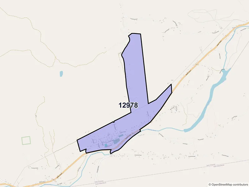 Map of ZIP Code 12978 — Redford, NY