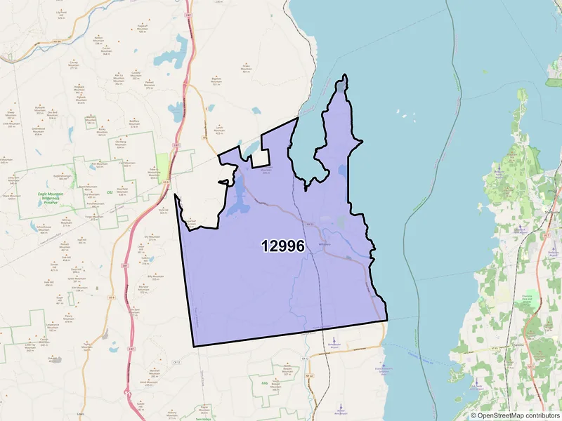 Map of ZIP Code 12996 — Willsboro, NY