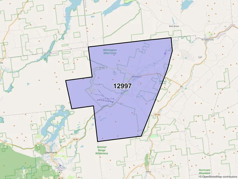 Map of ZIP Code 12997 — Wilmington, NY