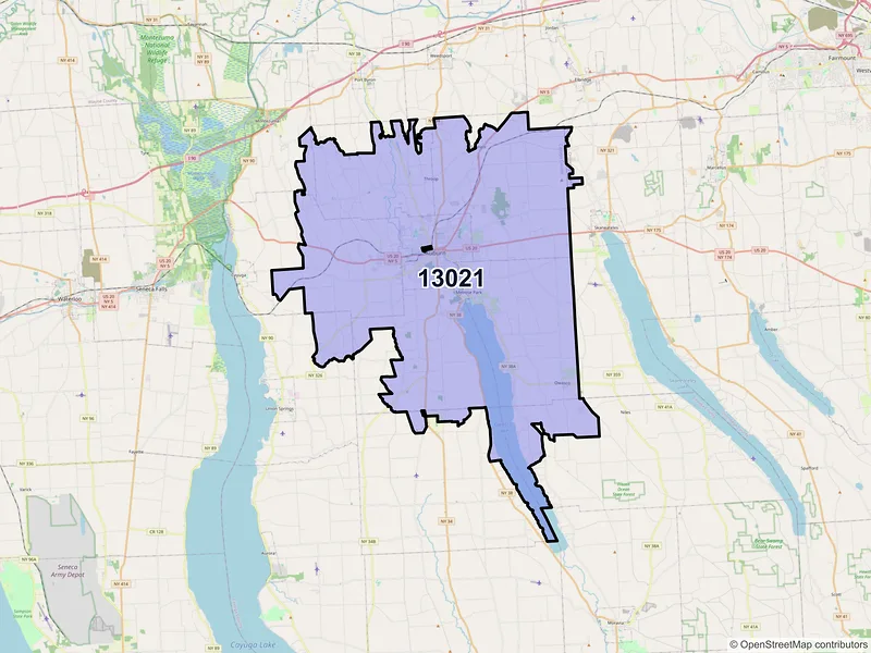Map of ZIP Code 13021 — Auburn, NY