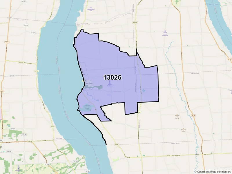 Map of ZIP Code 13026 — Aurora, NY