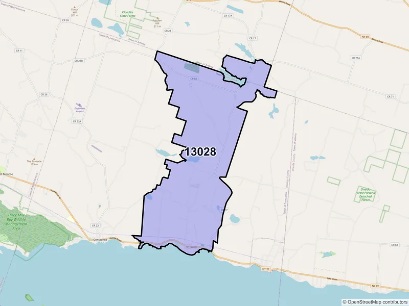 Map of ZIP Code 13028 — Bernhards Bay, NY