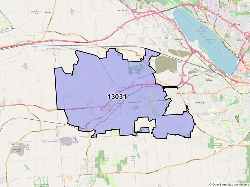 Map of ZIP Code 13031 — Camillus, NY