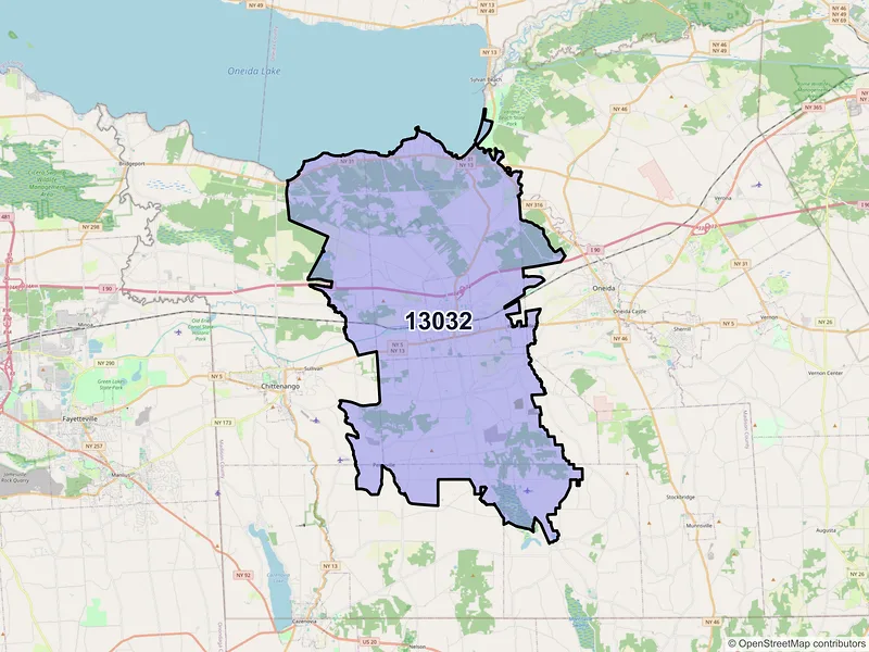 Map of ZIP Code 13032 — Canastota, NY