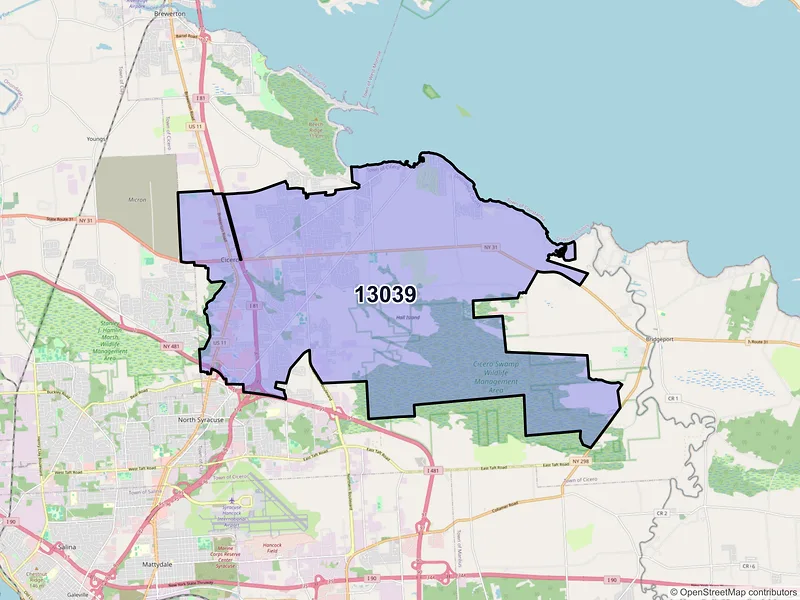 Map of ZIP Code 13039 — Cicero, NY