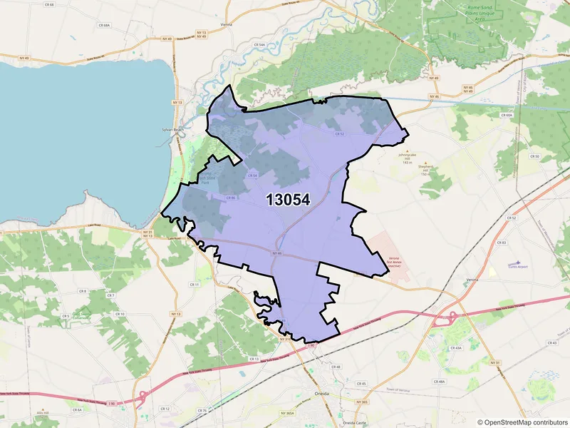 Map of Durhamville, New York and ZIP codes