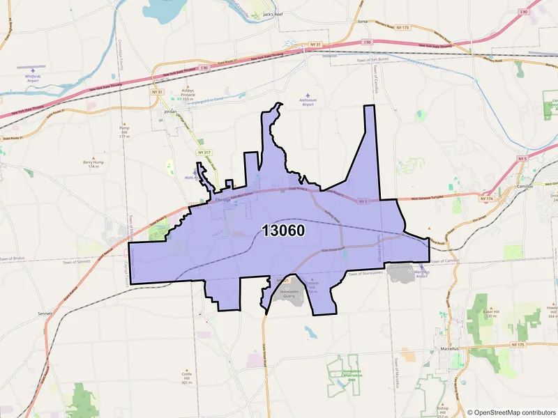 Map of ZIP Code 13060 — Elbridge, NY