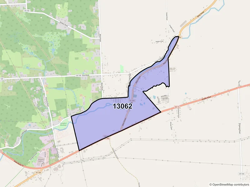 Map of Etna, New York and ZIP codes