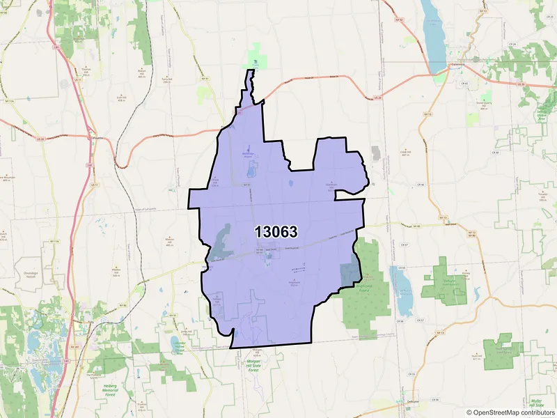 Map of ZIP Code 13063 — Fabius, NY
