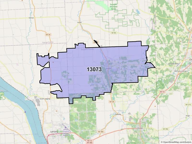 Map of ZIP Code 13073 — Groton, NY