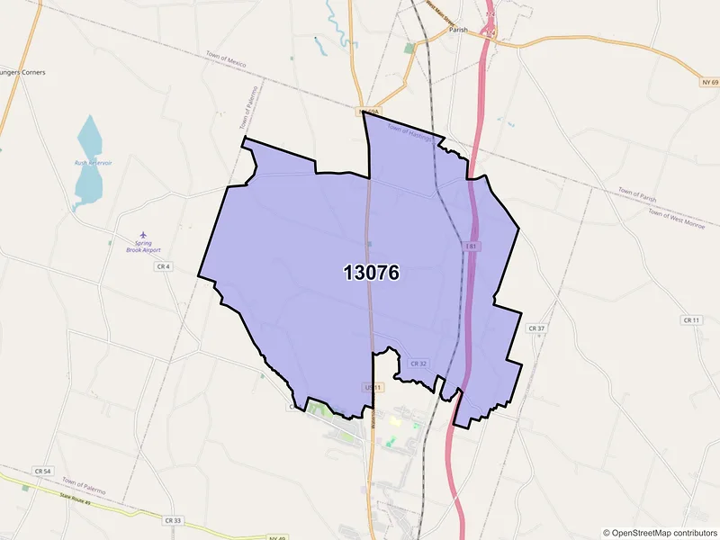 Map of ZIP Code 13076 — Hastings, NY