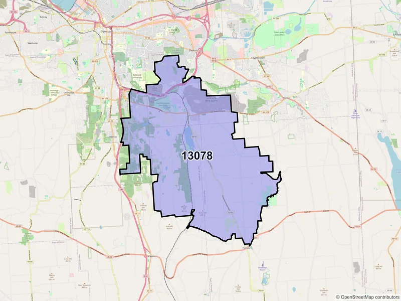 Map of ZIP Code 13078 — Jamesville, NY