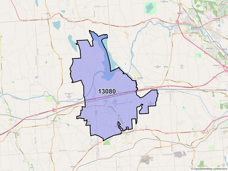 Map of ZIP Code 13080 — Jordan, NY