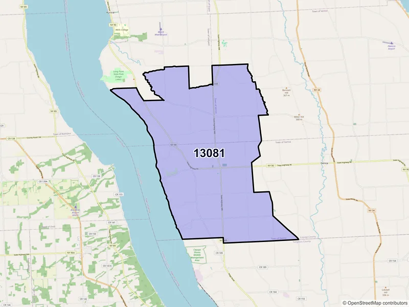 Map of ZIP Code 13081 — King Ferry, NY