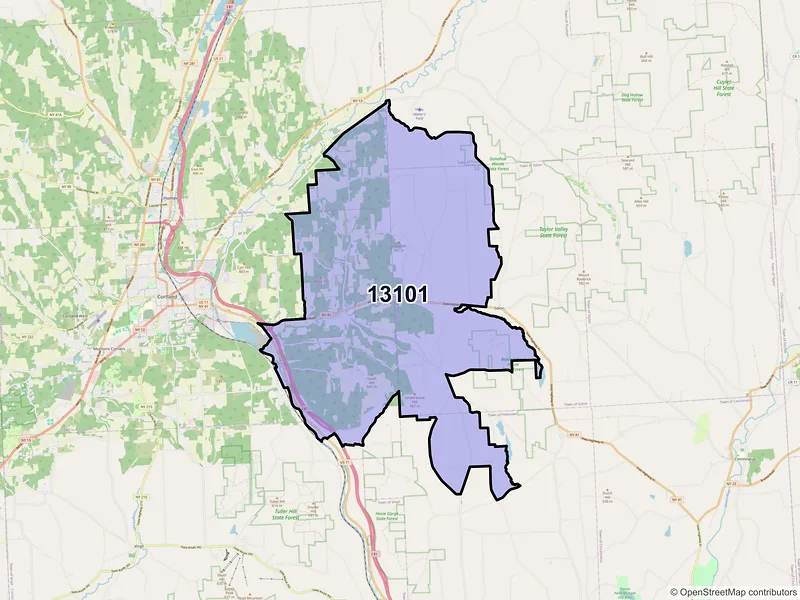 Map of ZIP Code 13101 — Mc Graw, NY