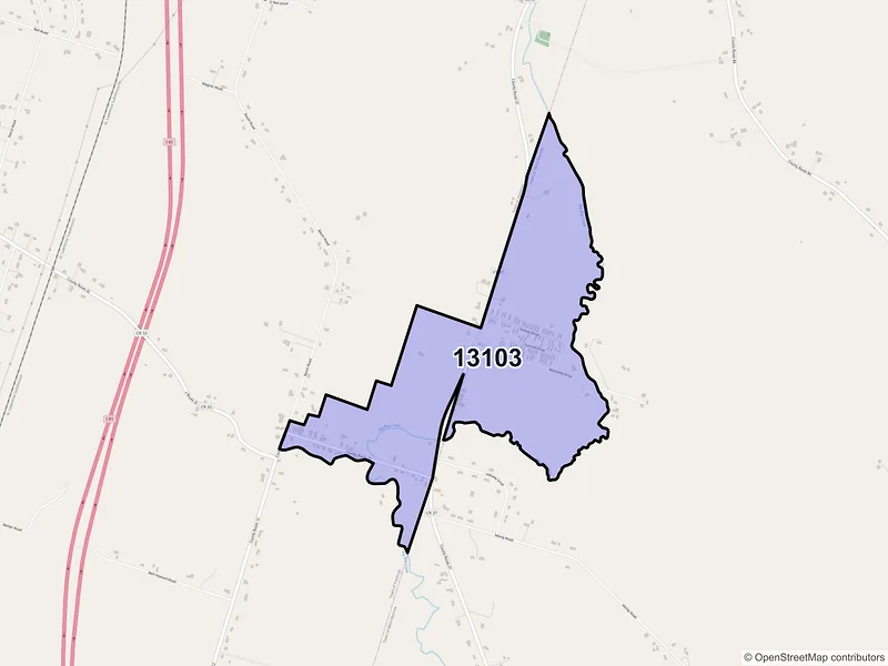 Map of ZIP Code 13103 — Mallory, NY