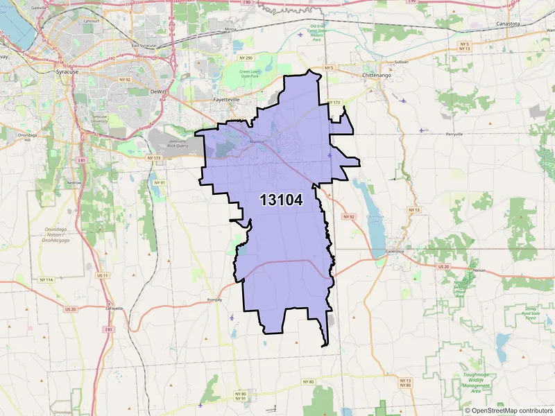 Map of ZIP Code 13104 — Manlius, NY