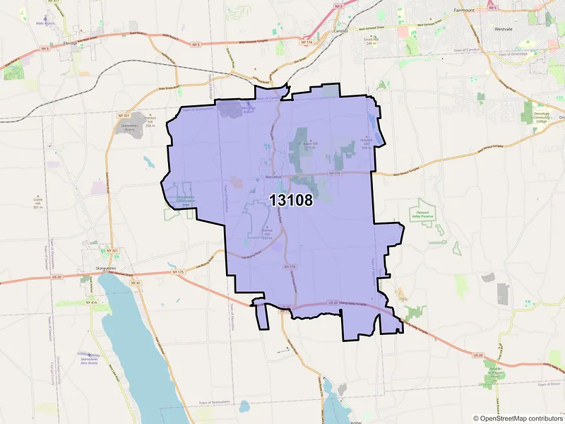 Map of ZIP Code 13108 — Marcellus, NY
