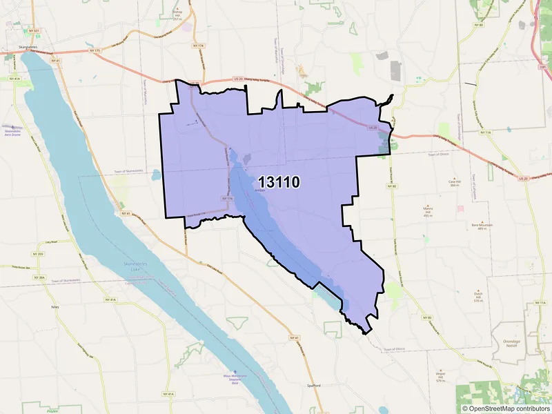 Map of ZIP Code 13110 — Marietta, NY