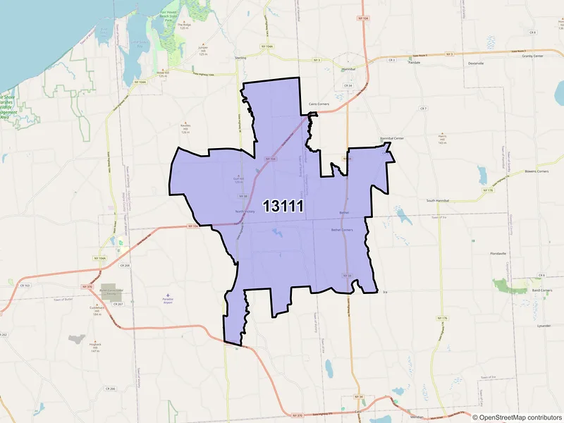 Map of ZIP Code 13111 — Martville, NY