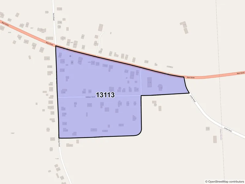 Map of Meridian, New York and ZIP codes