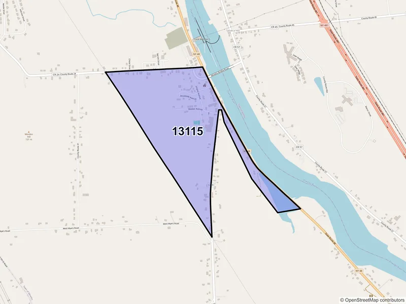 Map of Minetto, New York and ZIP codes