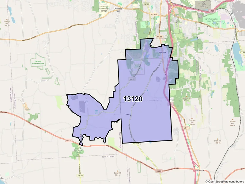 Map of ZIP Code 13120 — Nedrow, NY
