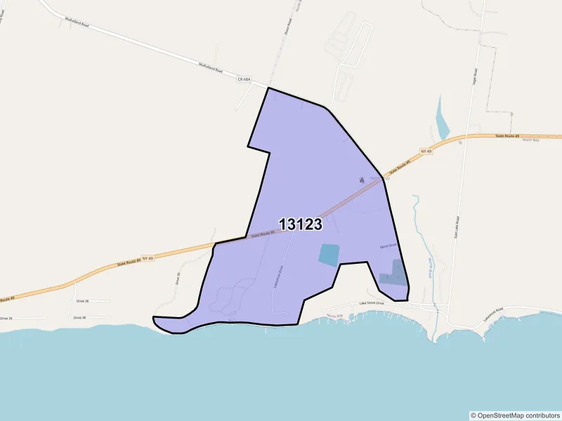 Map of North Bay, New York and ZIP codes