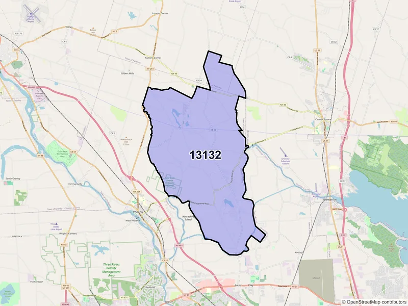 Map of ZIP Code 13132 — Pennellville, NY
