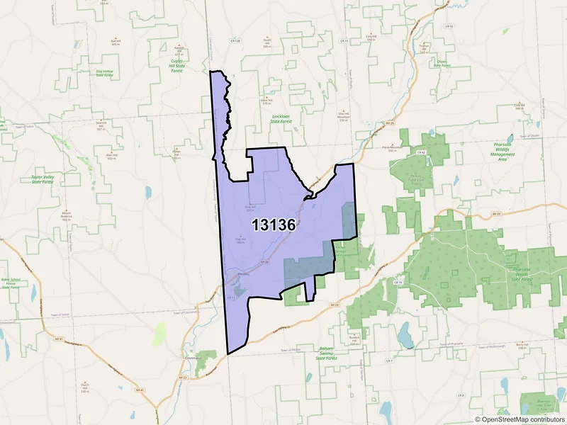 Map of ZIP Code 13136 — Pitcher, NY