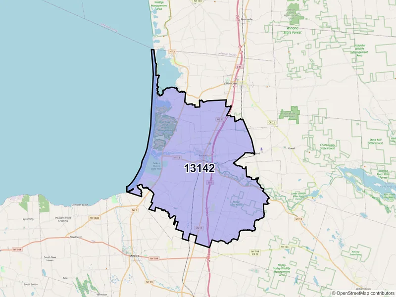 Map of ZIP Code 13142 — Pulaski, NY