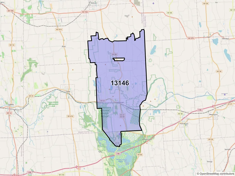 Map of ZIP Code 13146 — Savannah, NY