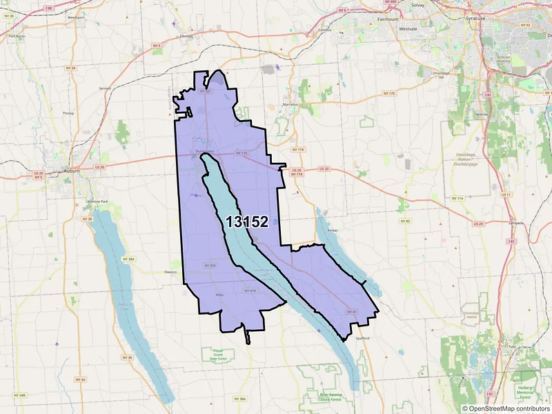 Map of ZIP Code 13152 — Skaneateles, NY