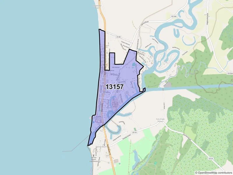 Map of Sylvan Beach, New York and ZIP codes