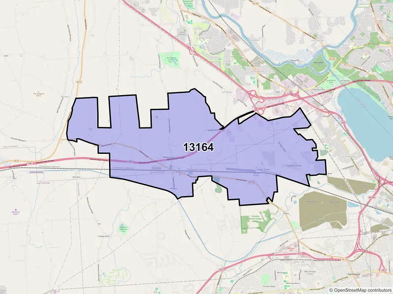 Map of Warners, New York and ZIP codes