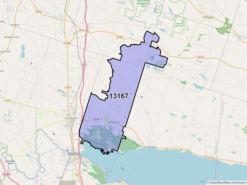 Map of West Monroe, New York and ZIP codes