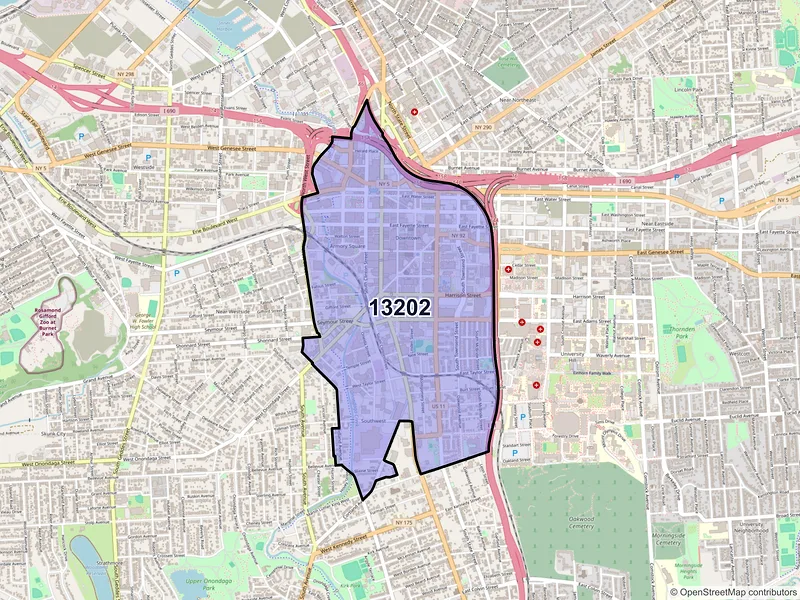 Map of ZIP Code 13202 — Syracuse, NY