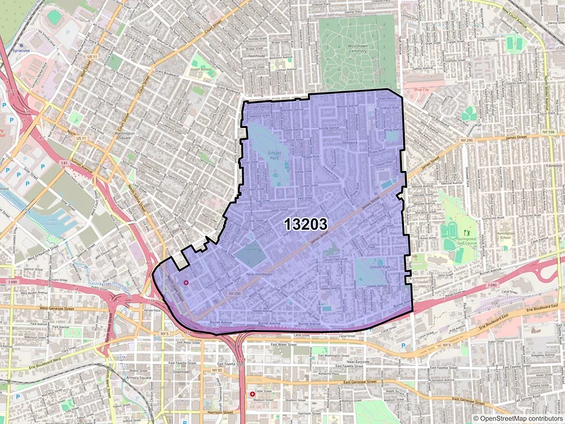 Map of ZIP Code 13203 — Syracuse, NY