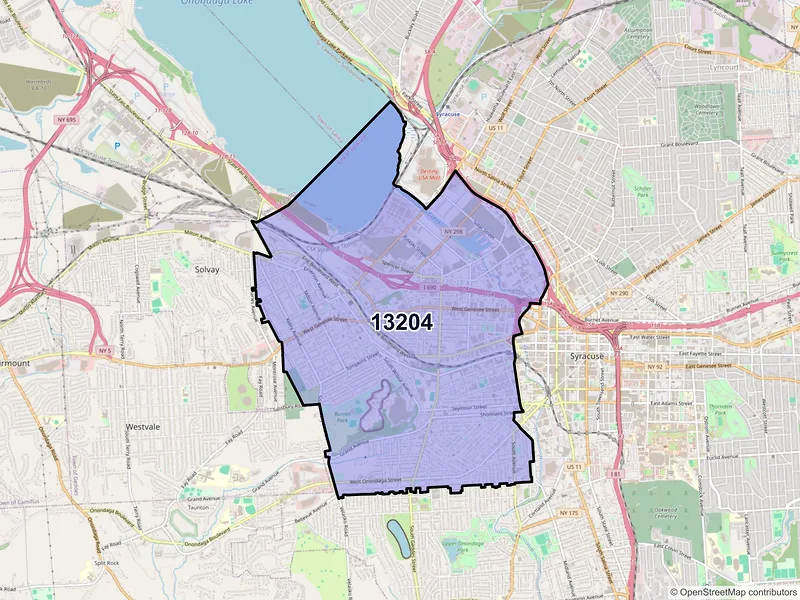 Map of ZIP Code 13204 — Syracuse, NY
